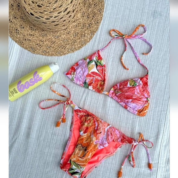 PQ SWIM Flora Embellished Bikini Top M/Bottom L - Picture 8 of 16